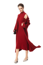 Turtleneck Dress & Long Knit Cardigan Two-Piece Set SP10097