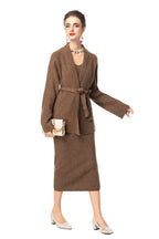 V-Neck Knit Dress & Tie-Waist Cardigan Two-Piece Set SP10098