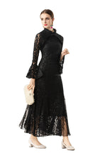 Furry Collar Sequin Lace Mermaid Maxi Dress SP10073