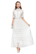 White Crochet Lace Tiered Maxi Dress – French Luxury SP10013
