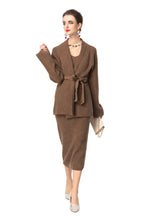 V-Neck Knit Dress & Tie-Waist Cardigan Two-Piece Set SP10098