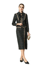 Tweed Bow Tie Jacket & Slit Pencil Skirt Two-Piece Set SP10044