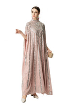 Hand-Beaded Sequin Cape Kaftan Maxi Dress SP10058