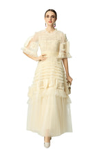 Cream Crochet Lace Tiered Tulle Cake Dress SP10056