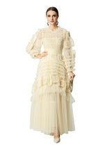 Cream Crochet Lace Tiered Tulle Cake Dress SP10063
