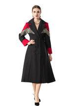 Fringe Trim Color-Block Double-Breasted Trench Dress SP10074