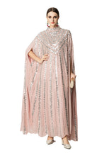 Hand-Beaded Sequin Cape Kaftan Maxi Dress SP10058