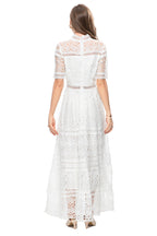 White Crochet Lace Tiered Maxi Dress – French Luxury SP10013