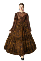 Leopard Print Tiered Ruffle Chiffon Maxi Dress SP10039