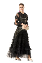 Sequin Embellished 3D Floral Tiered Tulle Maxi Dress SP10086