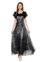 Black & Silver Sequin Off-Shoulder Mermaid Maxi Gown SP10024
