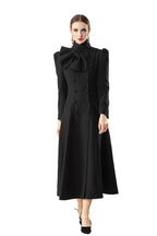 Bow Neck Puff Sleeve Double-Breasted Maxi Coat Dress SP10089