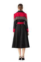 Fringe Trim Color-Block Double-Breasted Trench Dress SP10074