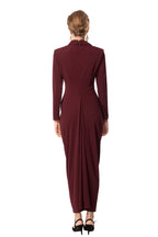 Burgundy Twisted Waist Fishtail Maxi Dress – Suit Style SP10018