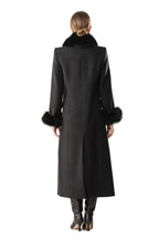 Fur Trim Double-Breasted Maxi Wool Coat Dress SP10078