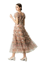 Floral Print Tiered Ruffle Tulle Midi Dress SP10042