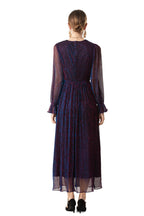 Iridescent Shimmer Beaded Ruched Waist Midi Dress SP10015