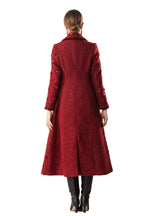 Red Sequin Double Breasted Maxi Coat – Luxury Winter Overcoat SP10017
