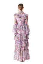 Ruffled High Neck Floral Tiered Cake Maxi Dress SP10075
