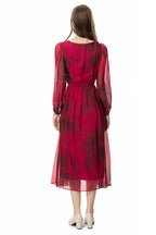 Silk Asymmetrical V-Neck Cinched Waist Midi Dress – French Luxury SP10029