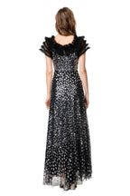 Black & Silver Sequin Off-Shoulder Mermaid Maxi Gown SP10024