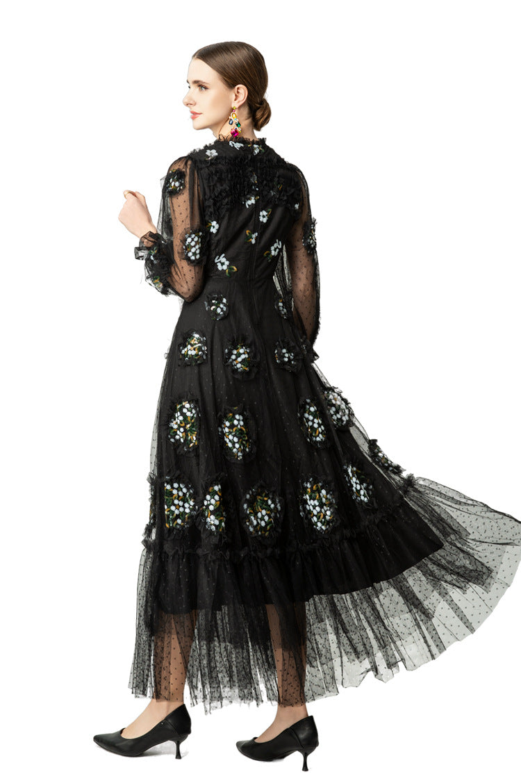 3D Hydrangea Floral Tiered Tulle Maxi Dress SP10064