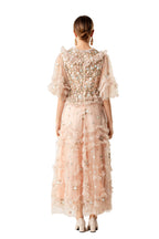 Ruffled Neck 3D Floral Tiered Tulle Maxi Dress SP10077