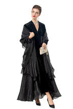 Black Velvet Layered Organza Maxi Dress – French Elegant Evening Gown SP10009