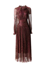 Burgundy Metallic Thread Ruched Waist Maxi Dress with Beaded Neckline SP10001