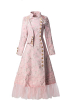 Pink Jacquard Qipao Style Dress with Fringe Shoulder Details & Tulle Hem SP10111