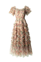 Floral Print Tiered Ruffle Tulle Midi Dress SP10042