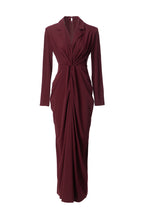Burgundy Twisted Waist Fishtail Maxi Dress – Suit Style SP10018