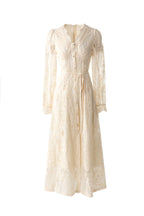 Scalloped V-Neck Lace Embroidered Midi Dress with Lining SP10071