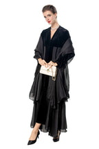 Black Velvet Layered Organza Maxi Dress – French Elegant Evening Gown SP10009