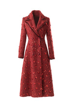 Red Sequin Double Breasted Maxi Coat – Luxury Winter Overcoat SP10017