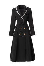 Black Blazer Dress with Braided Trim Lapel & Gold Double Breasted Buttons SP10115