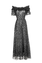 Black & Silver Sequin Off-Shoulder Mermaid Maxi Gown SP10024