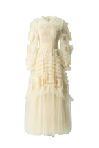 Cream Crochet Lace Tiered Tulle Cake Dress SP10063