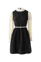 Lace Sleeve Tweed Mini Dress with Pearl Belt SP10088