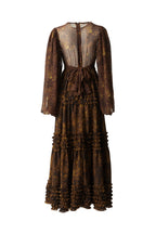 Leopard Print Tiered Ruffle Chiffon Maxi Dress SP10039