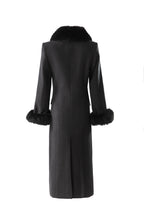 Fur Trim Double-Breasted Maxi Wool Coat Dress SP10078