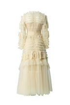 Cream Crochet Lace Tiered Tulle Cake Dress SP10063