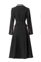Black Blazer Dress with Braided Trim Lapel & Gold Double Breasted Buttons SP10115