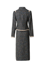 Tweed Bow Tie Jacket & Slit Pencil Skirt Two-Piece Set SP10044