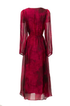 Silk Asymmetrical V-Neck Cinched Waist Midi Dress – French Luxury SP10029