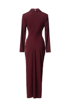 Burgundy Twisted Waist Fishtail Maxi Dress – Suit Style SP10018