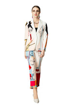Abstract Face Print Blazer & Cropped Pants Two-Piece Set SP10052