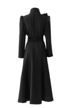 Bow Neck Puff Sleeve Double-Breasted Maxi Coat Dress SP10089