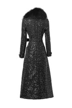 Sequin Embellished Belted Maxi Trench Coat – French Luxury Winter Overcoat SP10027