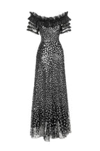 Black & Silver Sequin Off-Shoulder Mermaid Maxi Gown SP10024